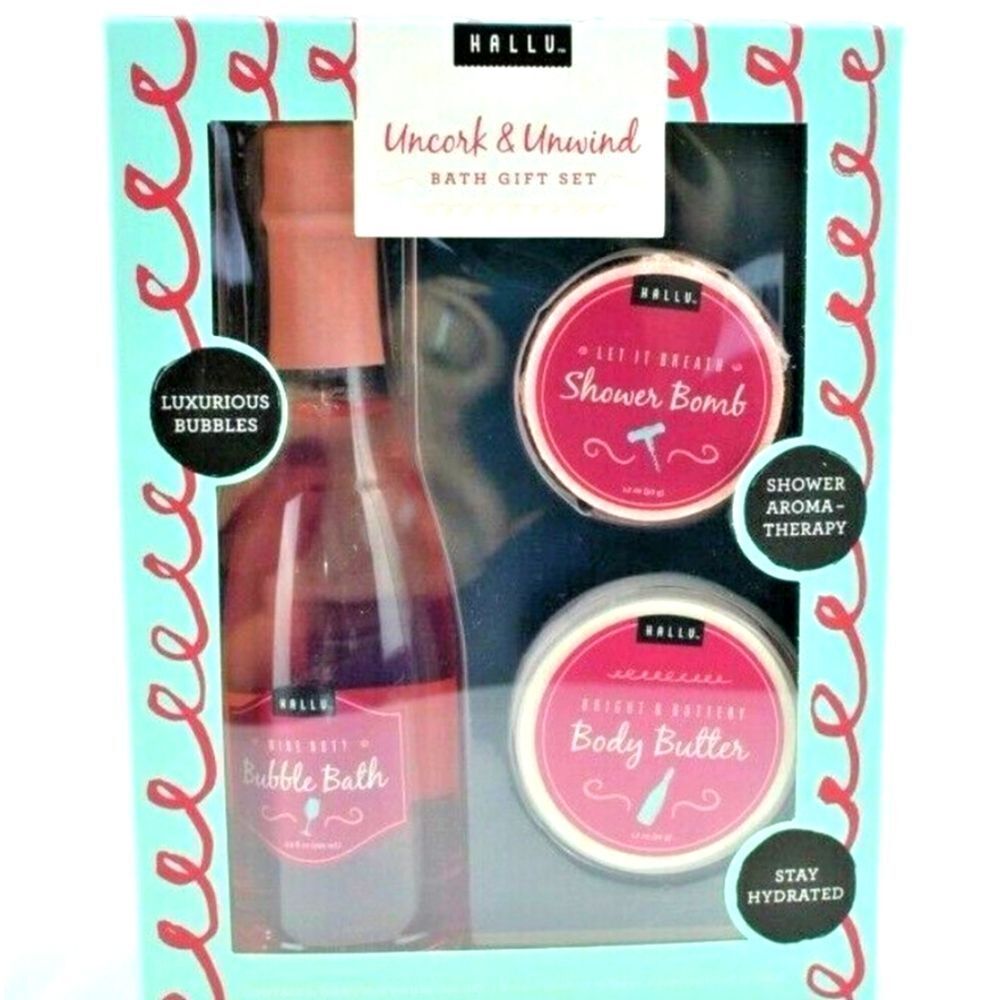 Hallu   Uncork & Unwind Bubble Bath Shower  Gift Set